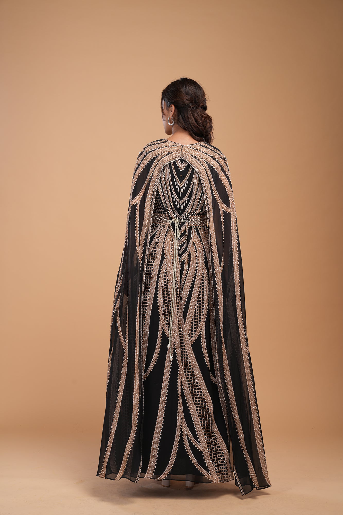 Black And Gold Color Kaftan