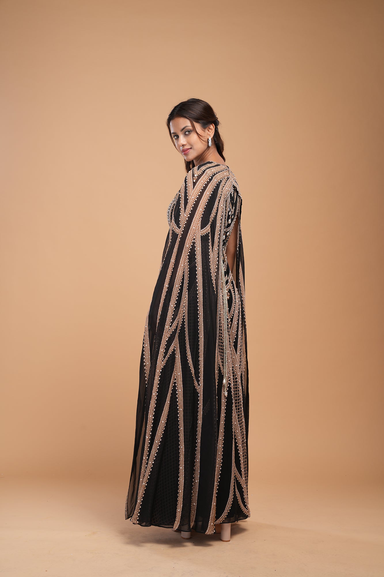 Black And Gold Color Kaftan