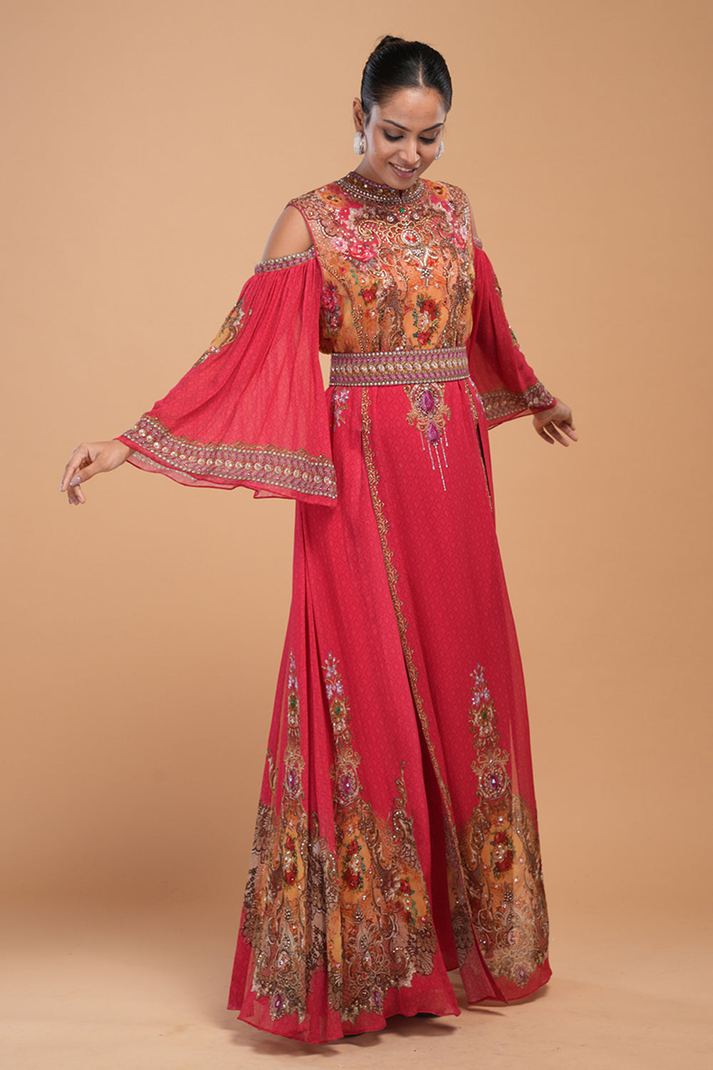 Red Digital Printed Kaftan