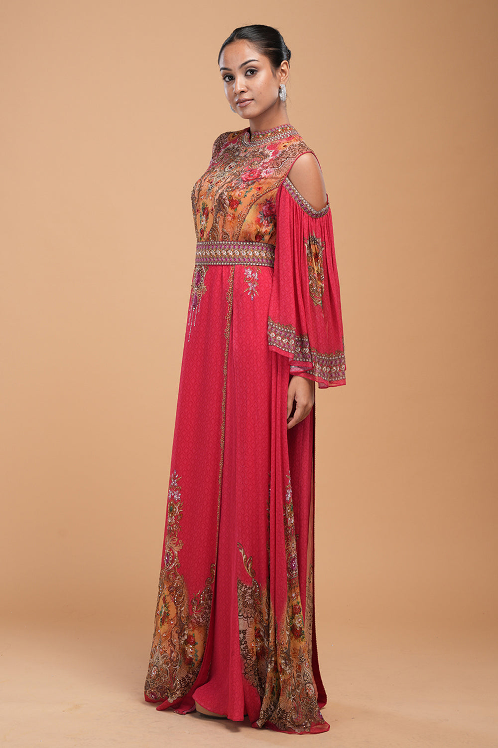 Red Digital Printed Kaftan