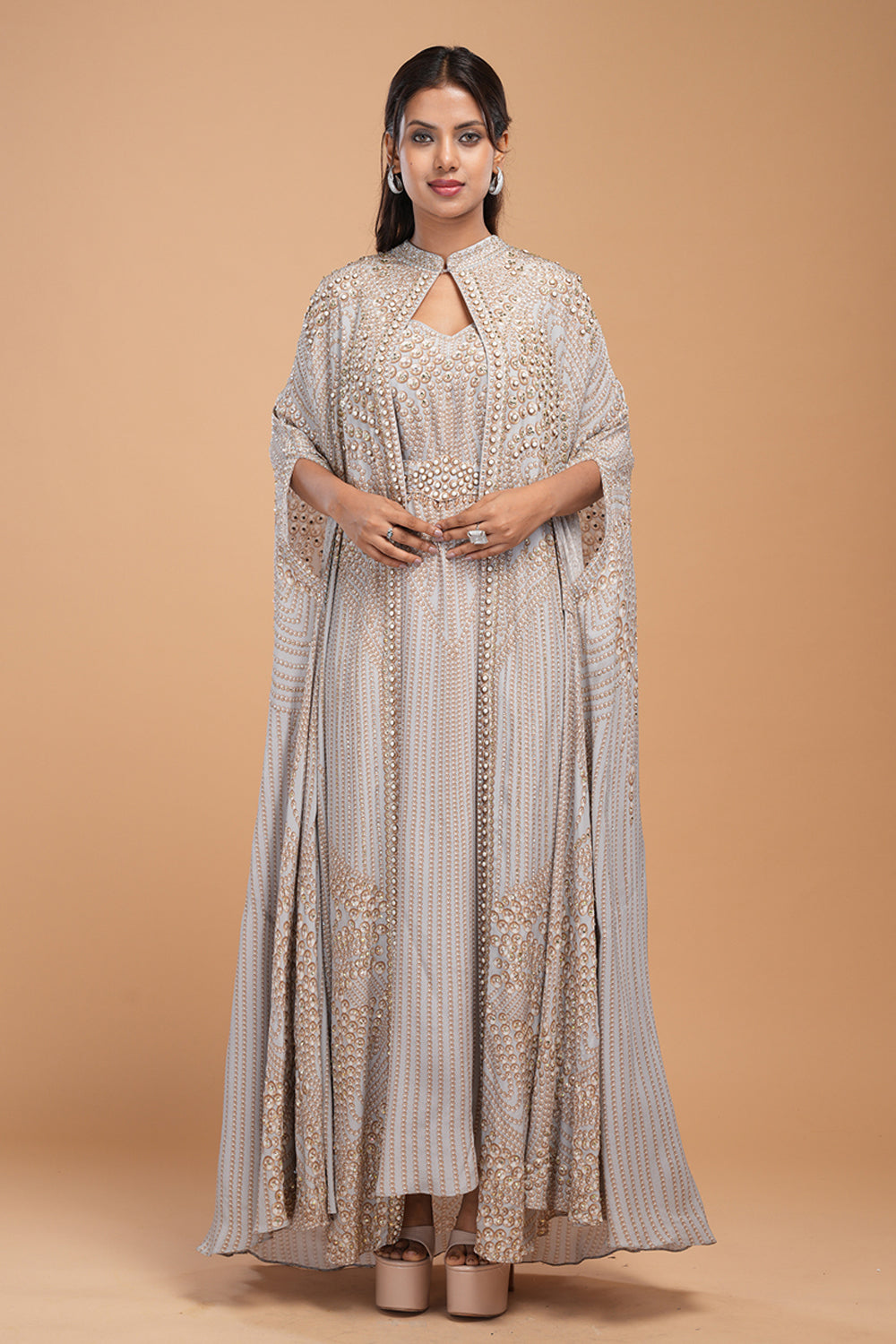 Mahima Chaudhry in our Silver Hoor Kaftan Gown
