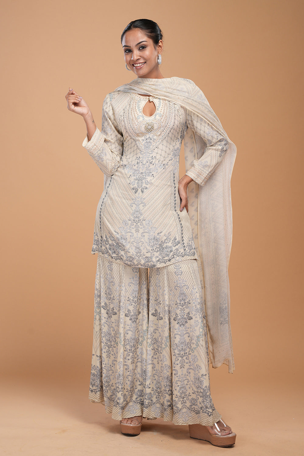 Beige Sharara Set