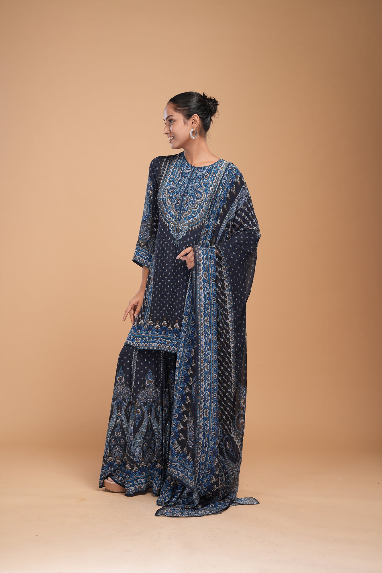 Navy Blue Color Sharara