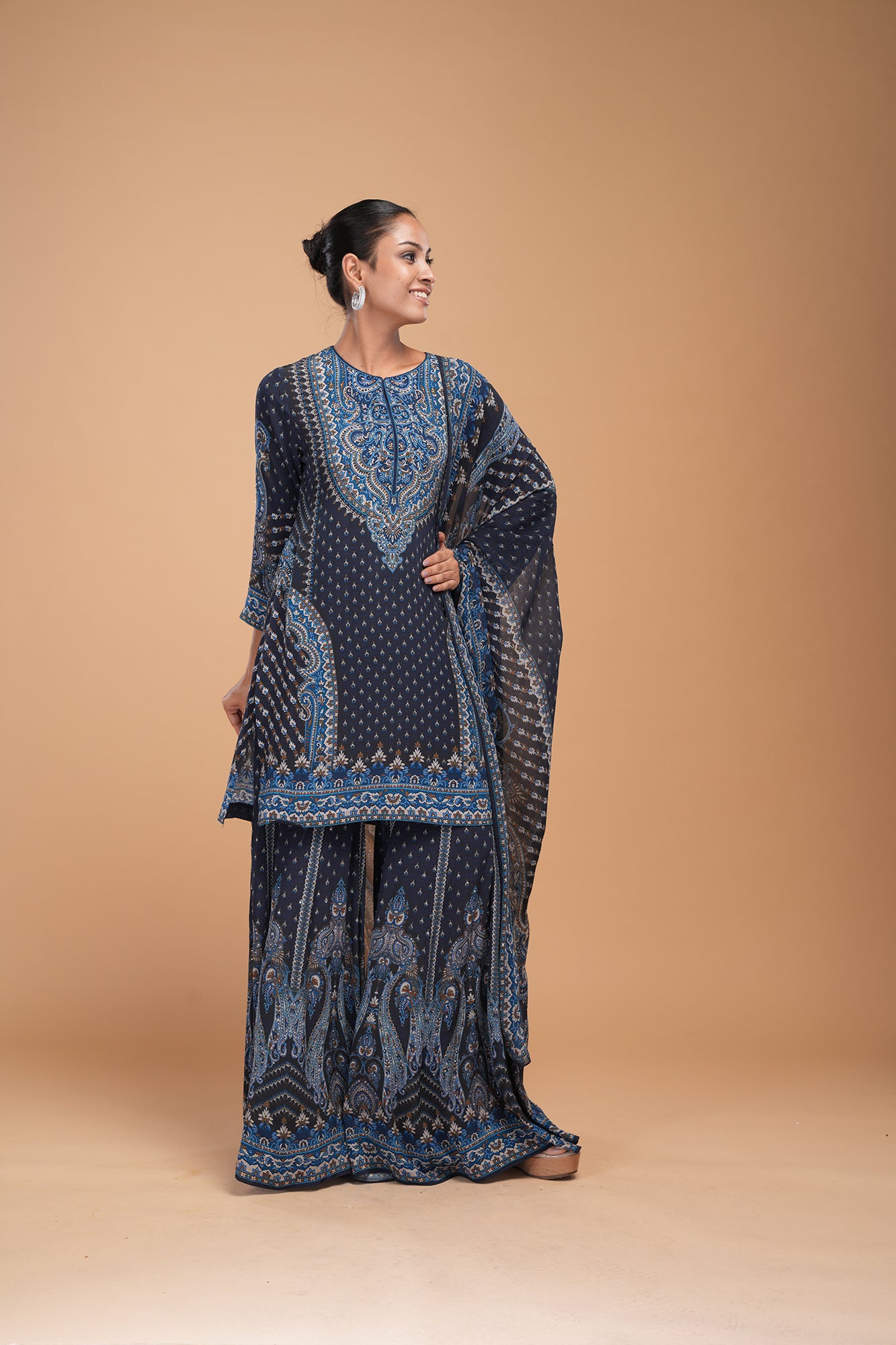 Navy Blue Color Sharara