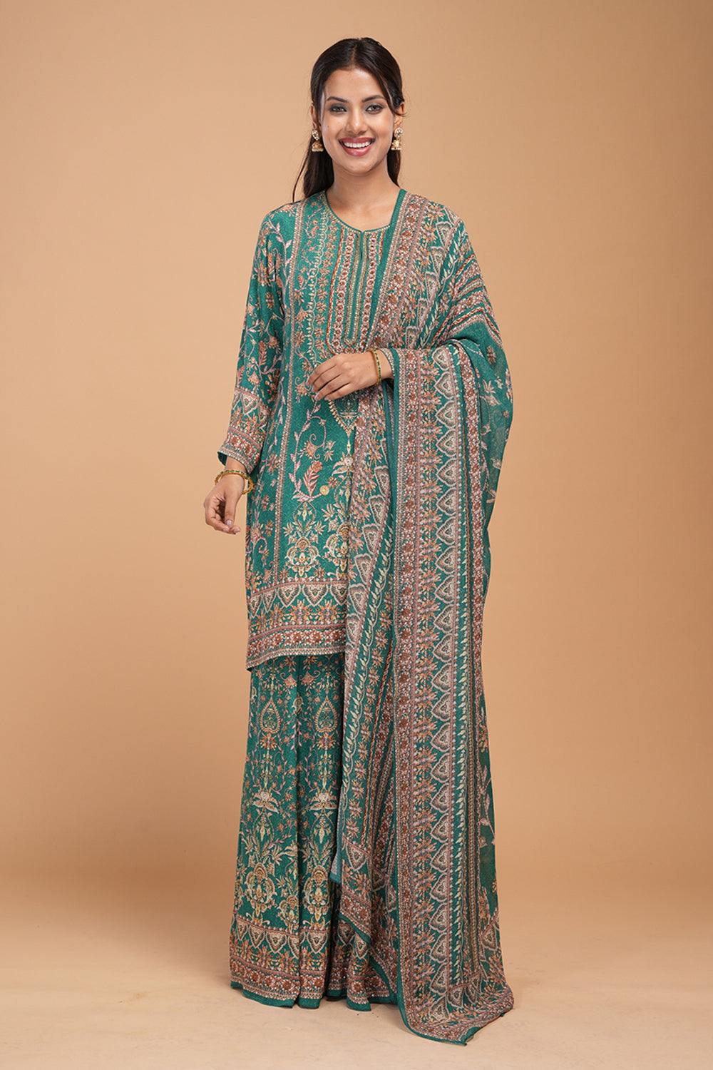 Teal Digital Printed Sharara
