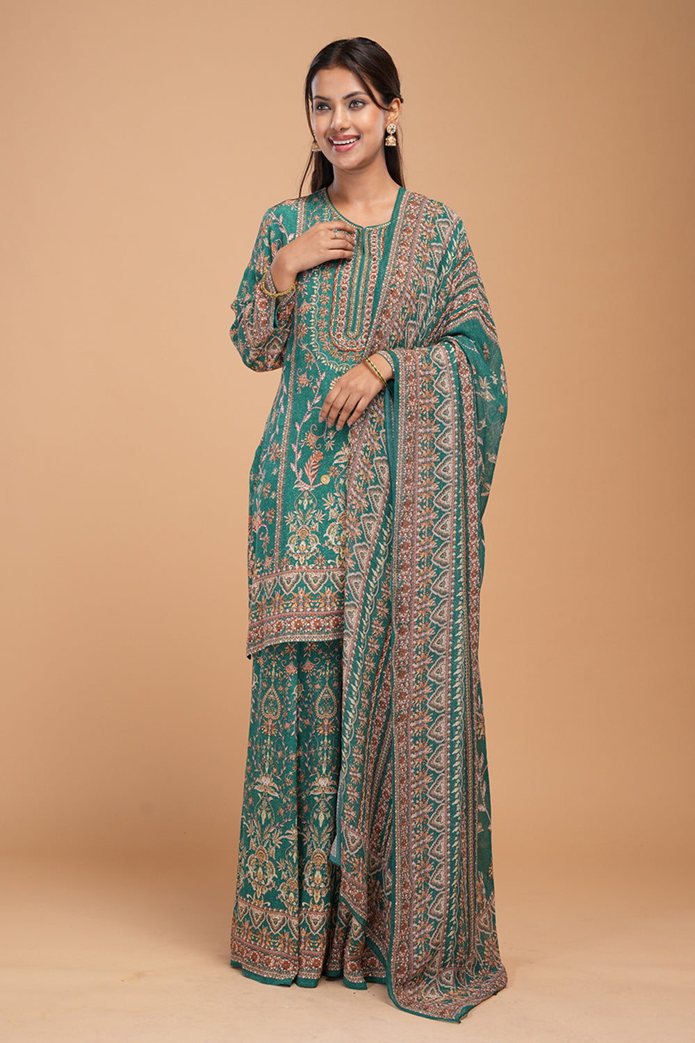 Teal Digital Printed Sharara