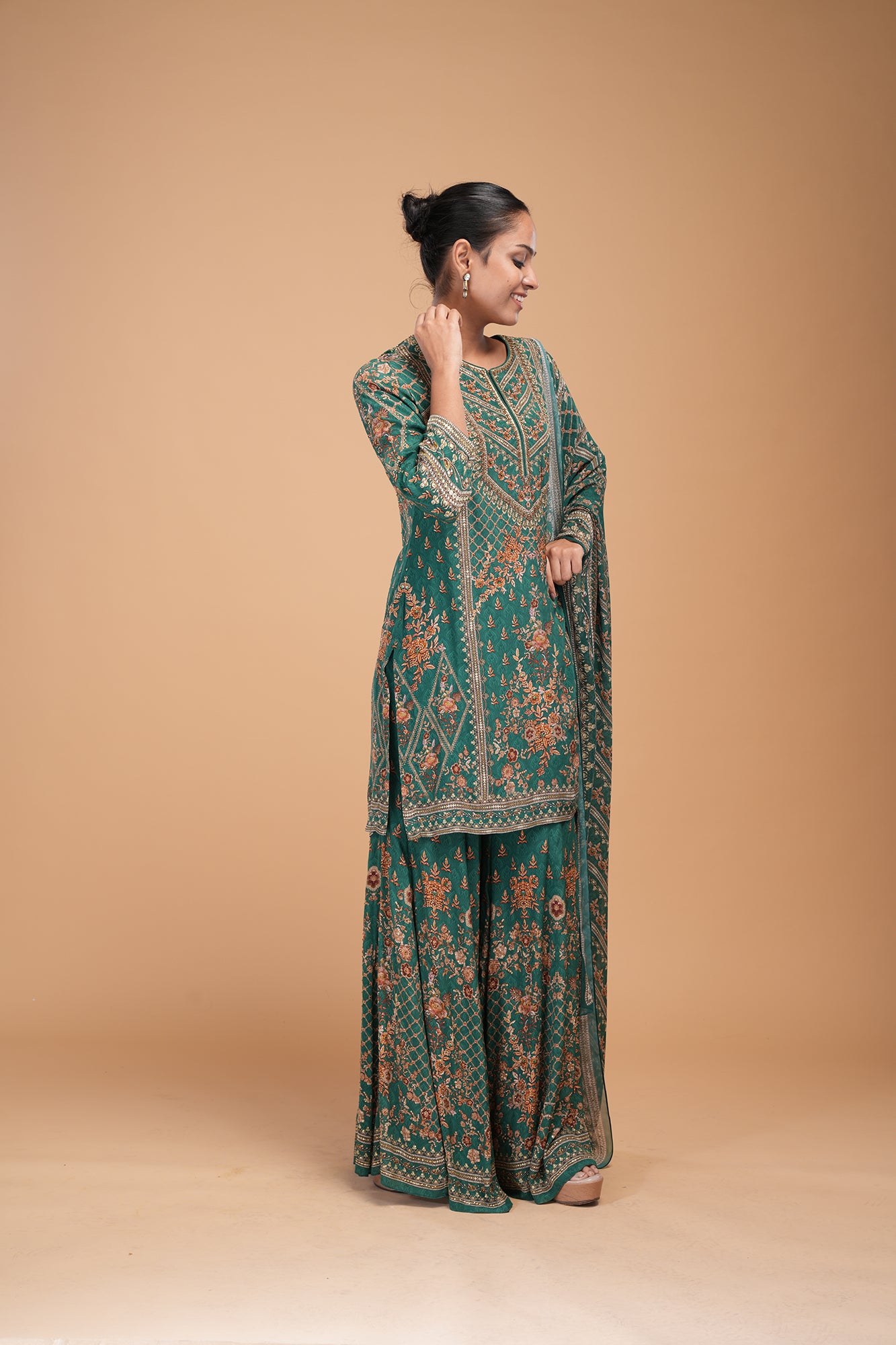 Teal Color Sharara