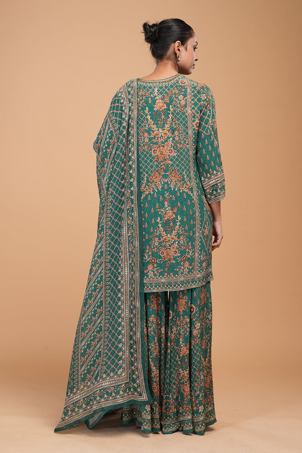 Teal Printed Sharara