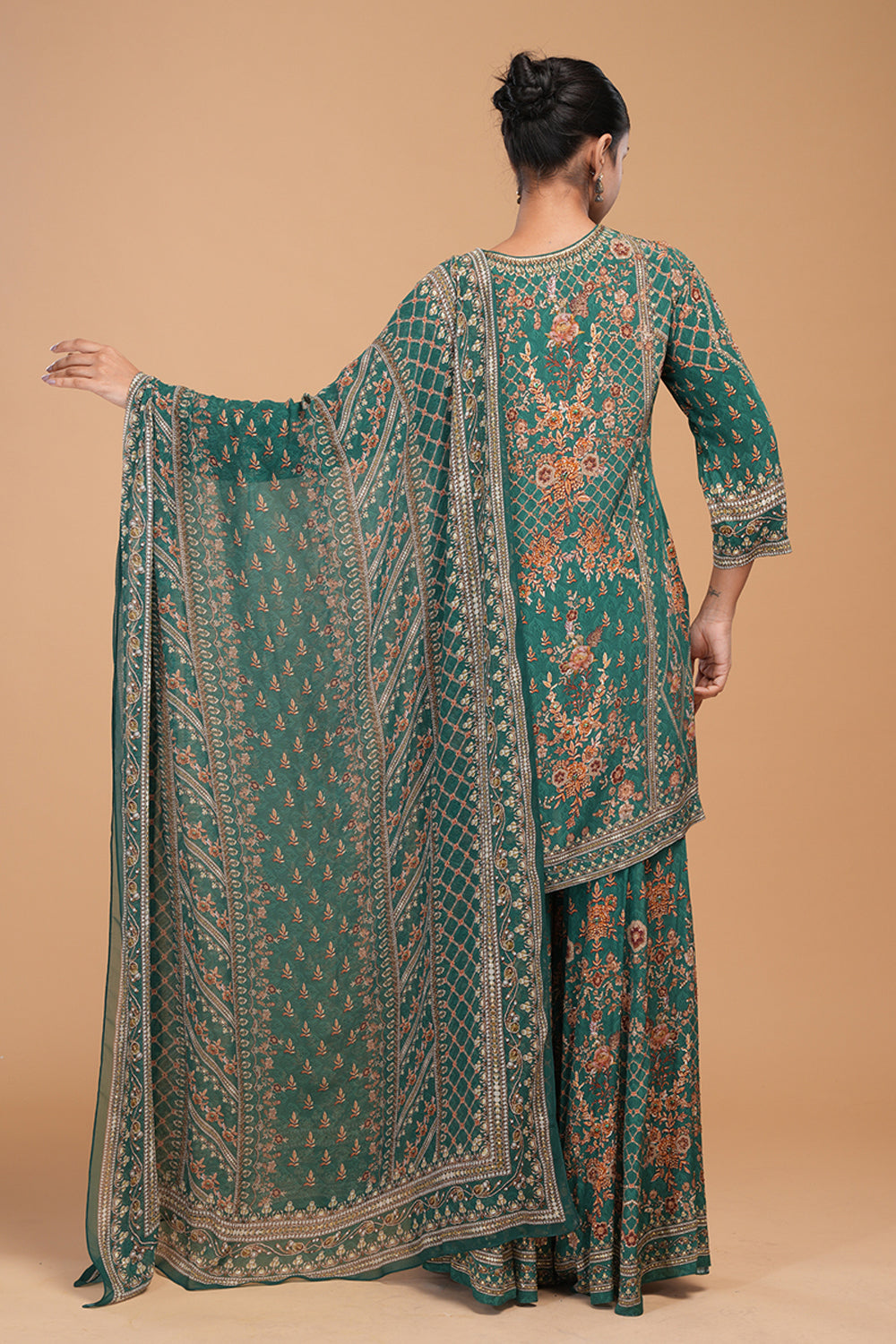 Teal Printed Sharara