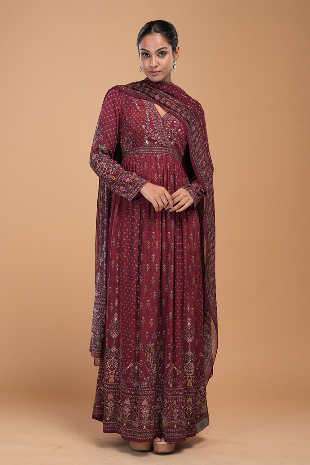 Brown Anarkali Suit Set