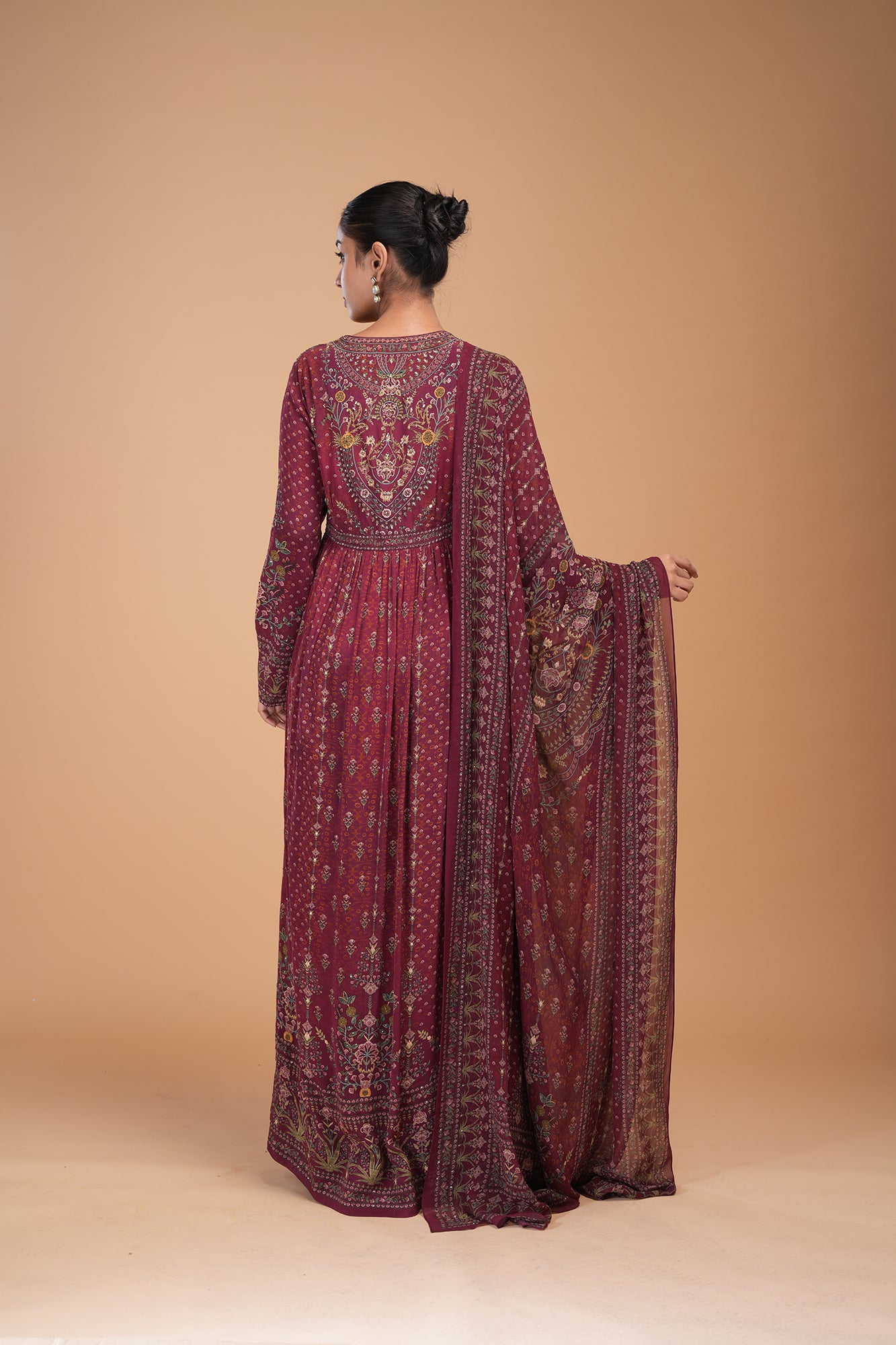 Brown Color Anarkali Suit Set