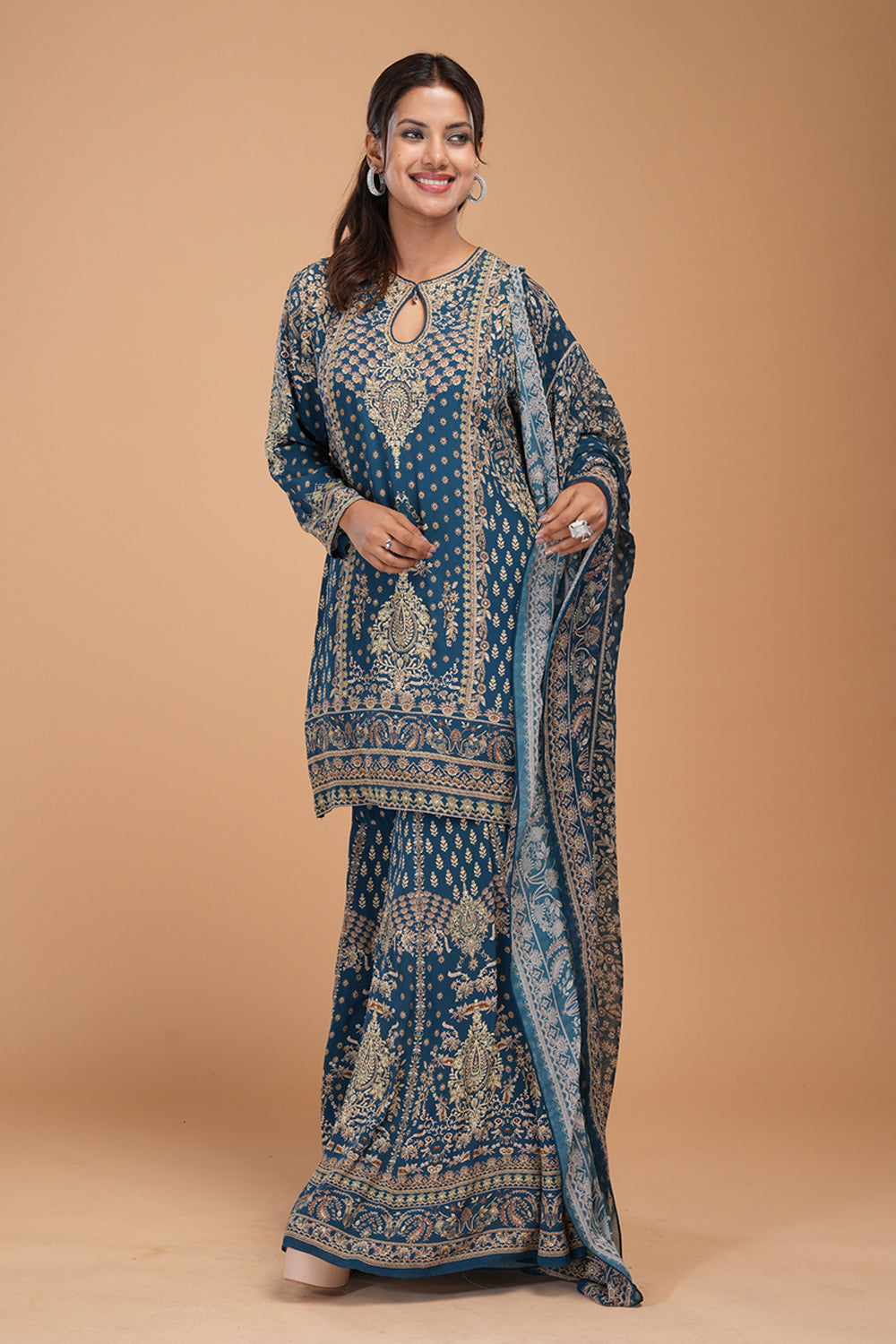 Blue Color Sharara