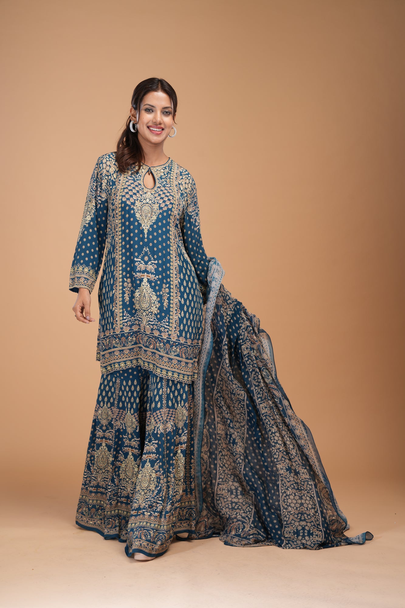 Blue Color Sharara