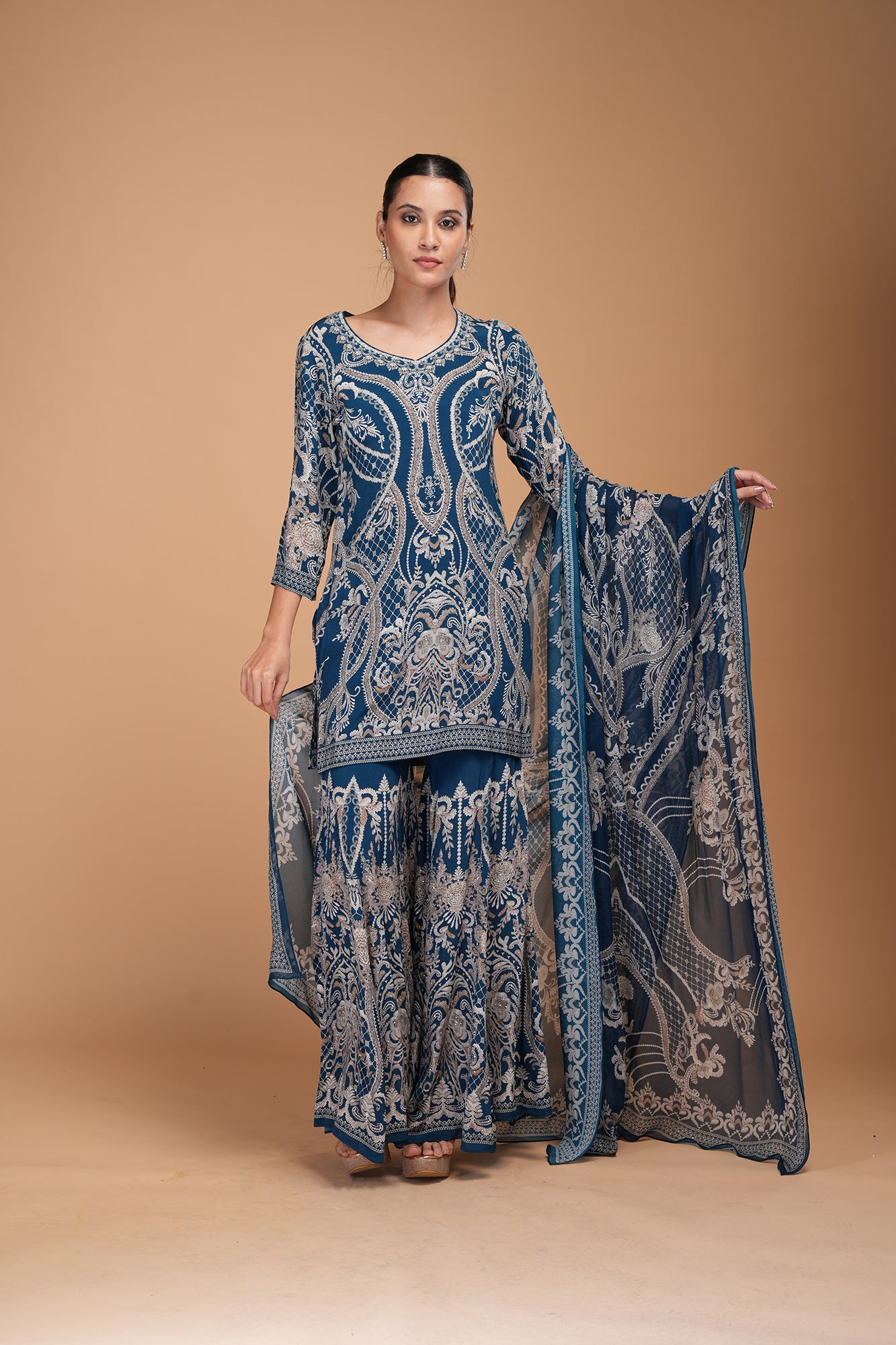 Blue Color Sharara