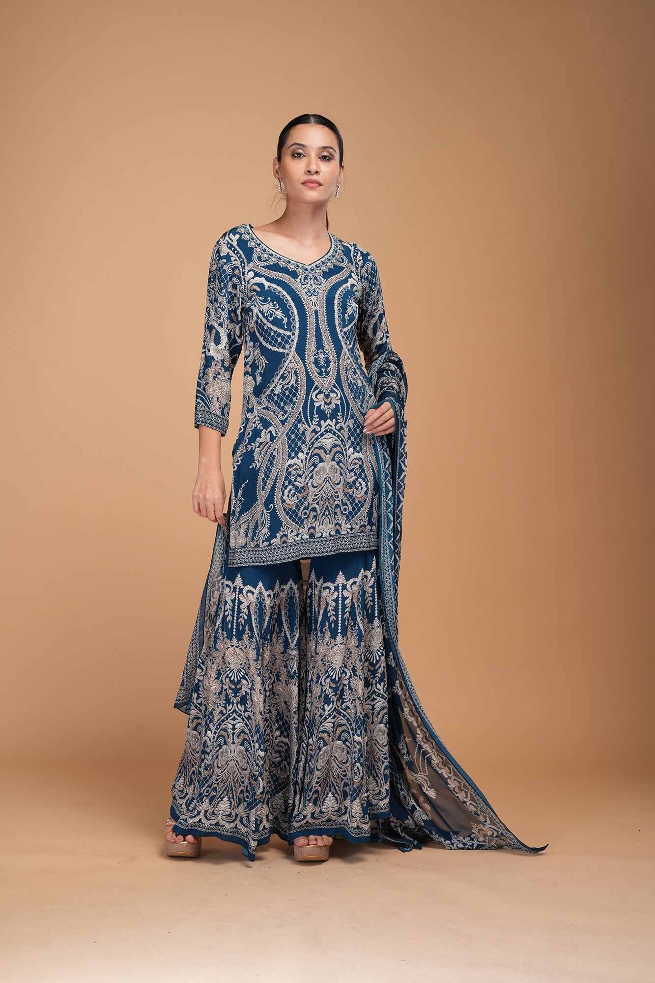 Blue Color Sharara