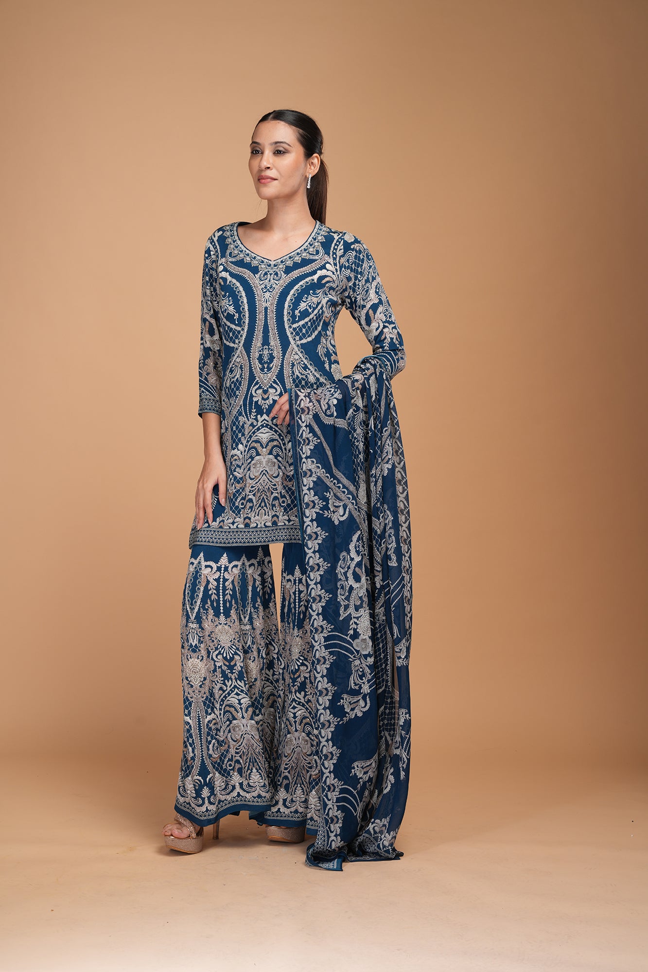 Blue Color Sharara