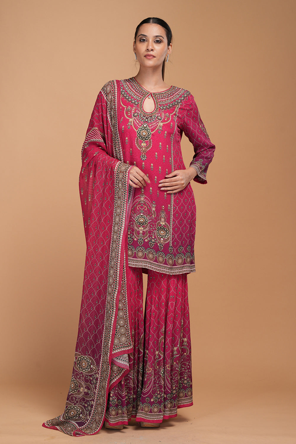 Red Printed Sharara