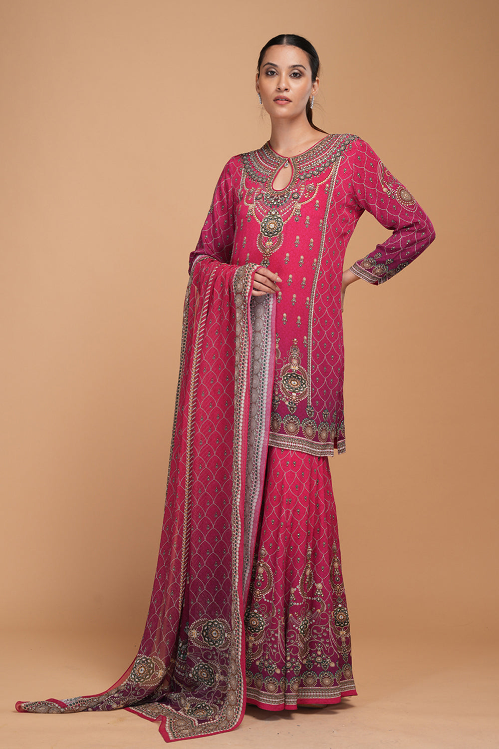 Red Printed Sharara