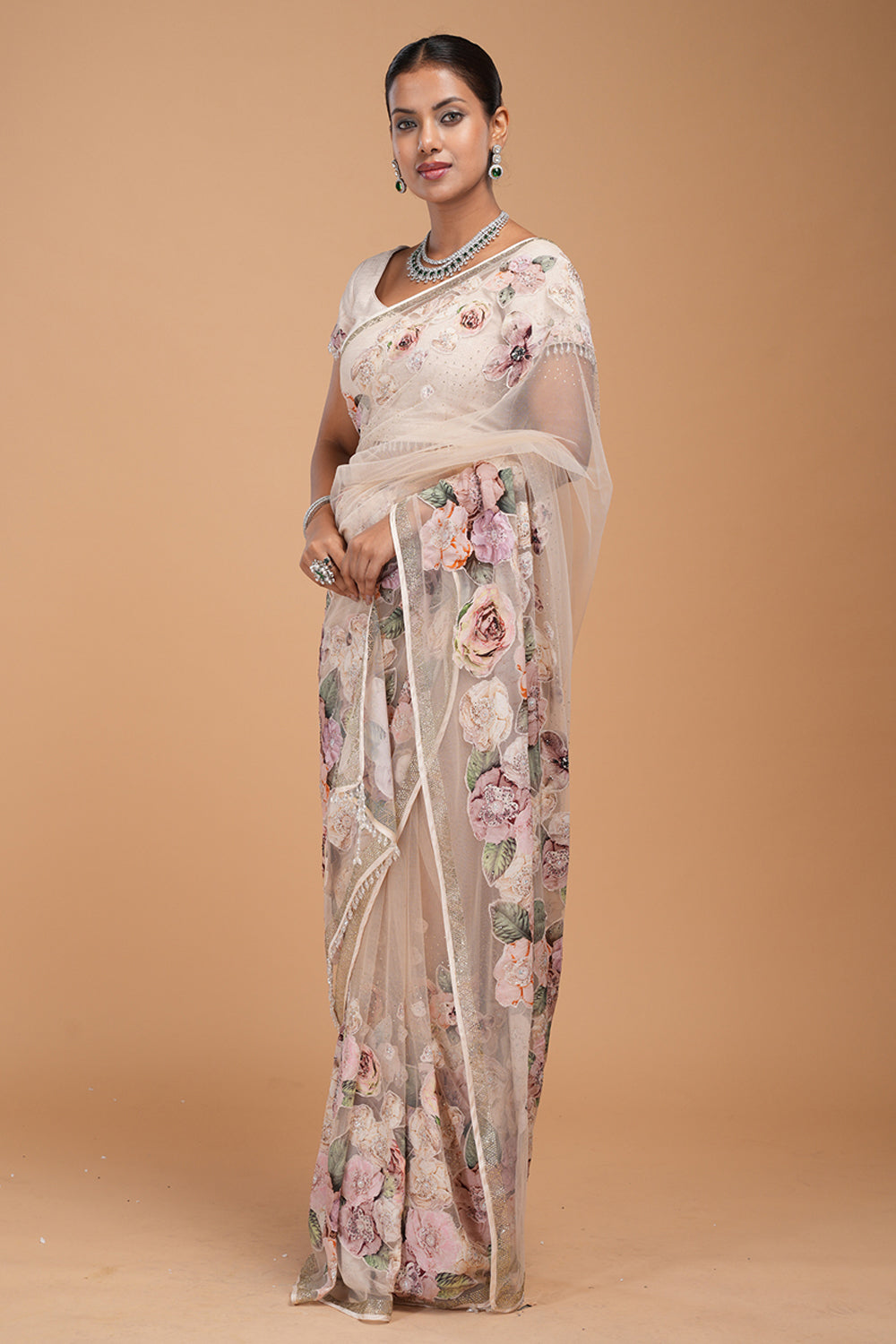 Beige Saree