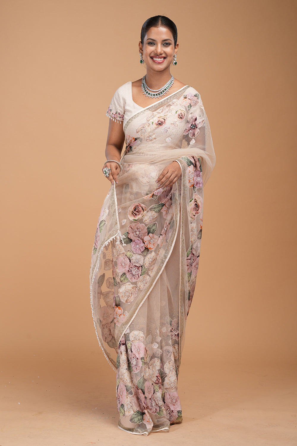 Beige Saree