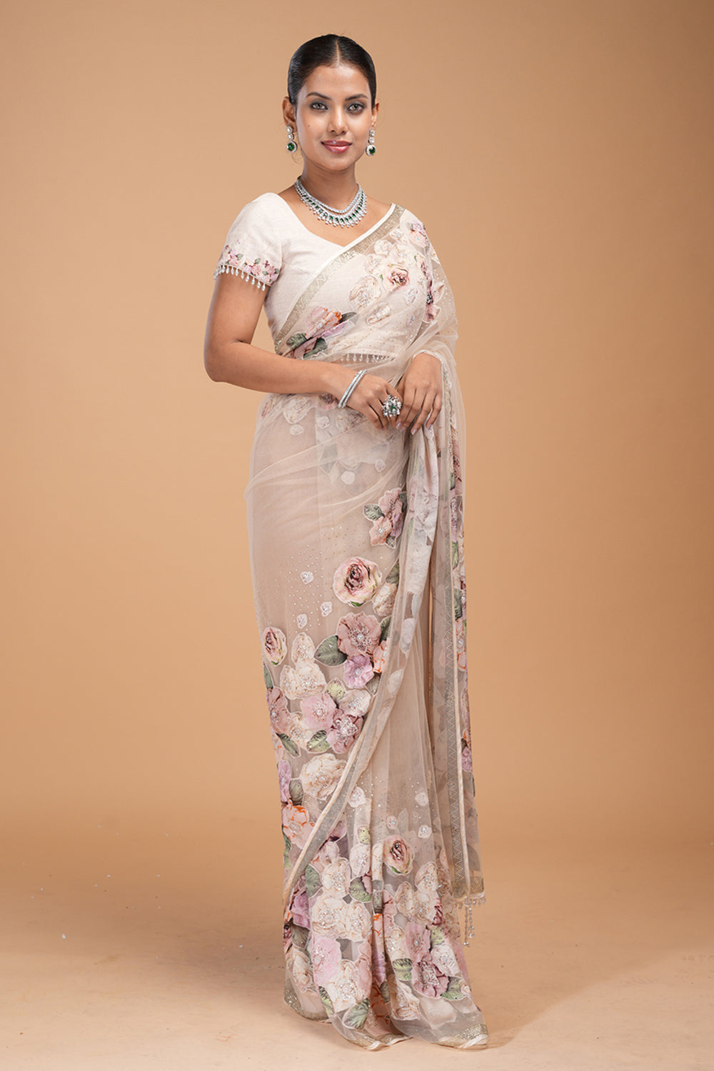 Beige Saree