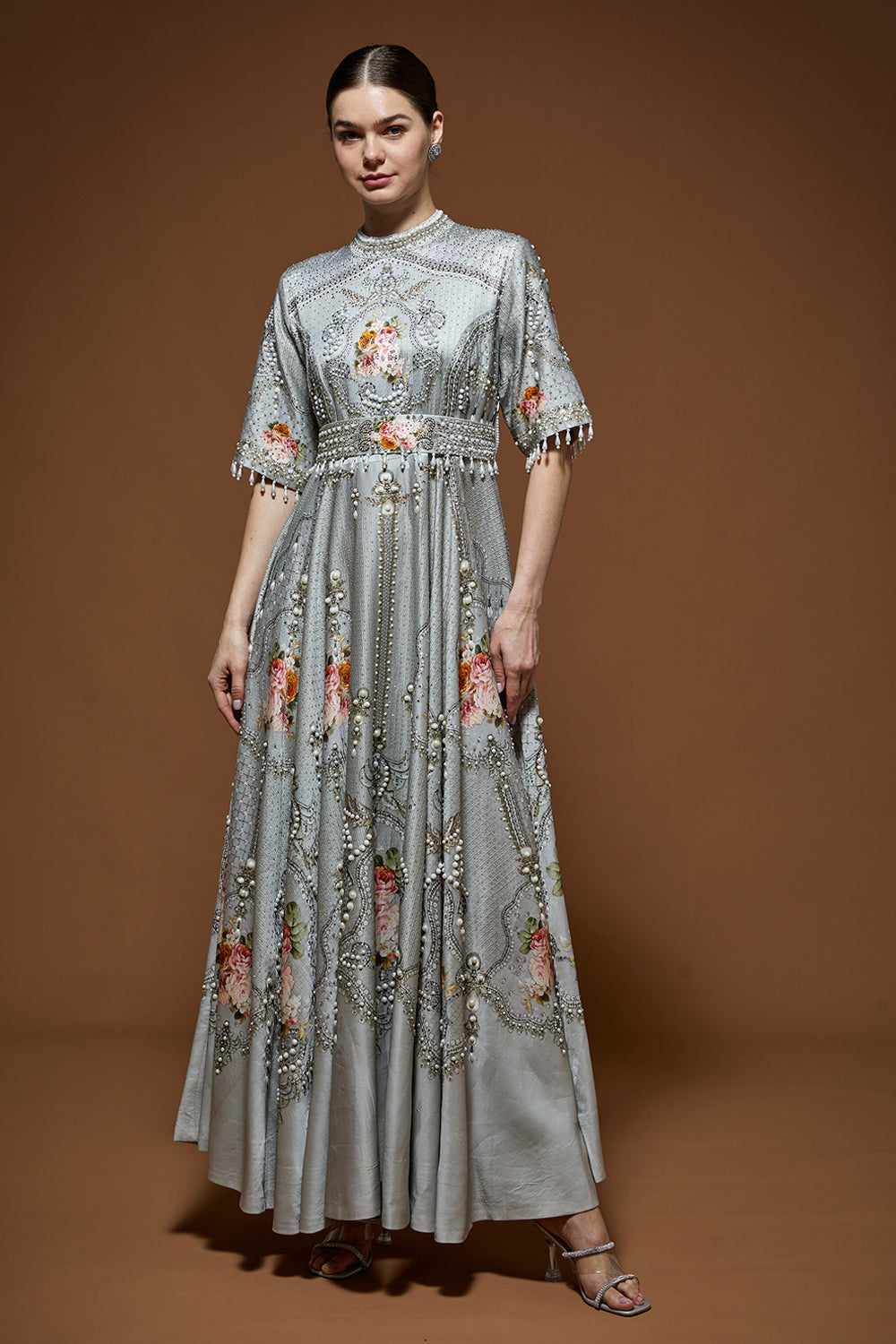 Silver Printed Kaftan