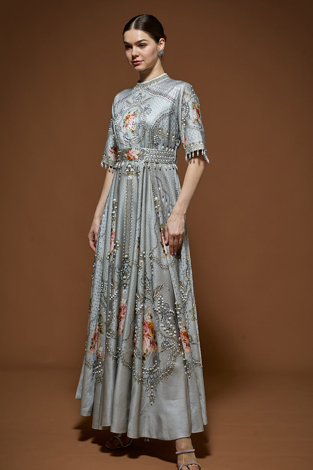 Silver Printed Kaftan
