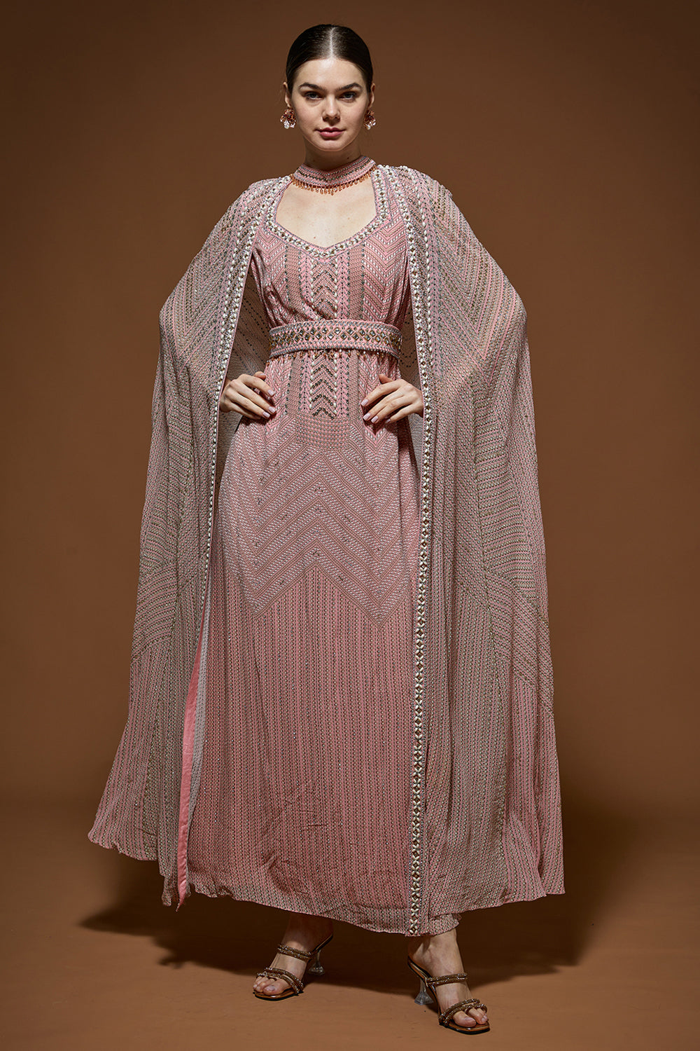 Pink Printed Kaftan