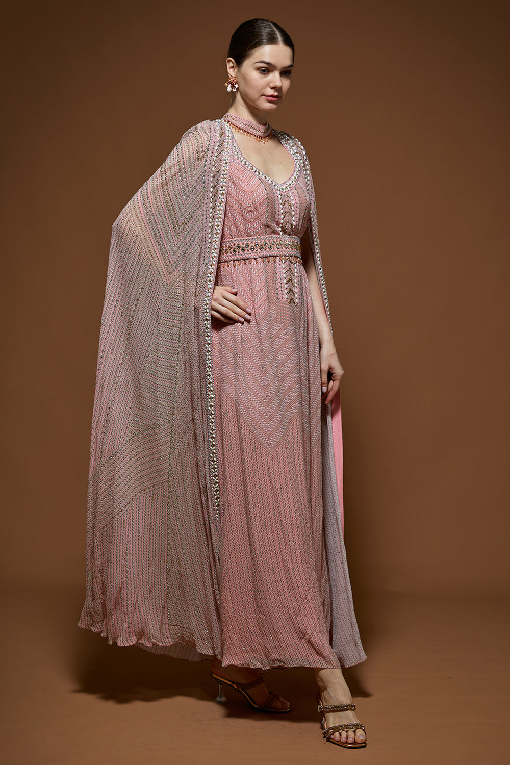 Pink Printed Kaftan