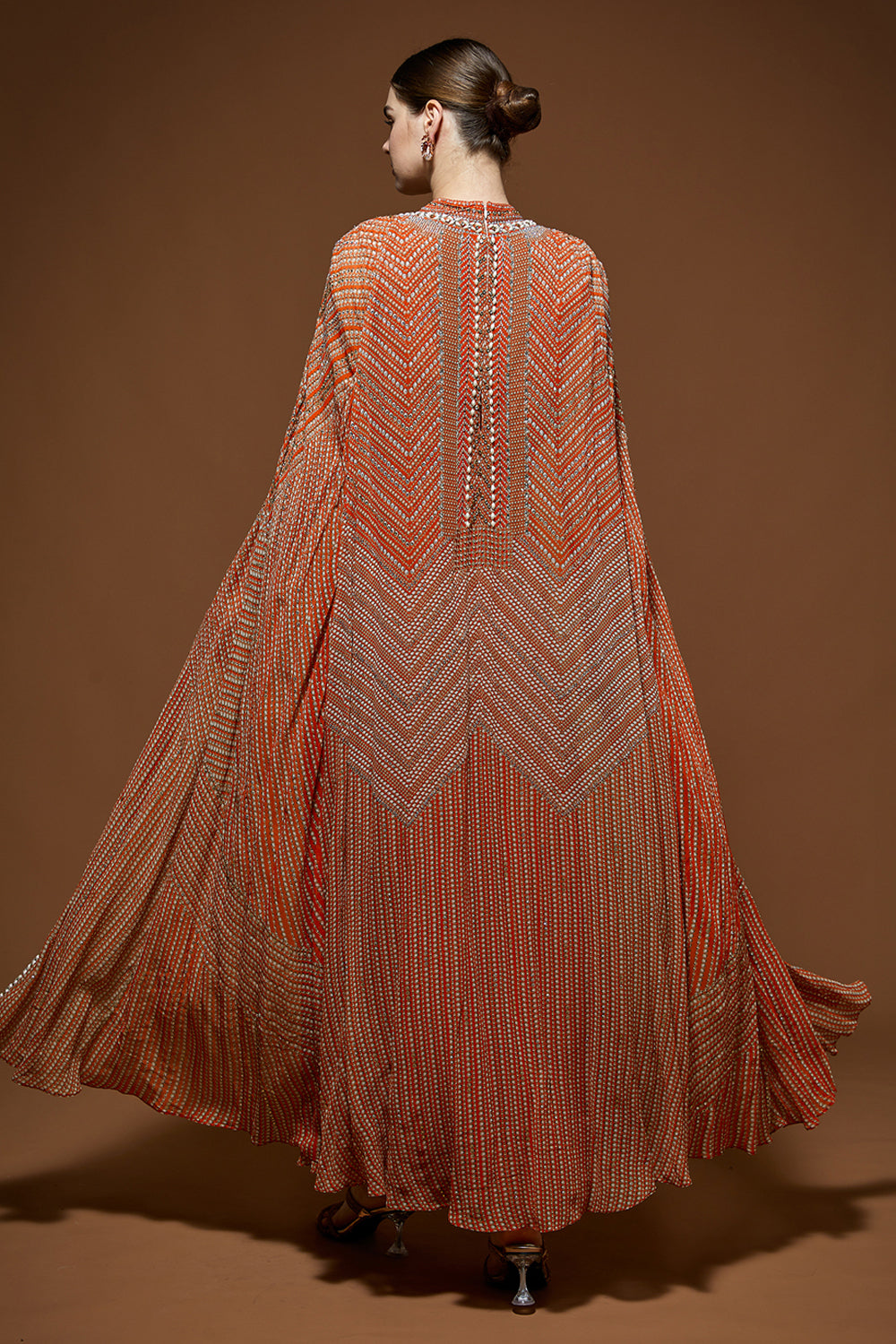 Orange Embellished Kaftan