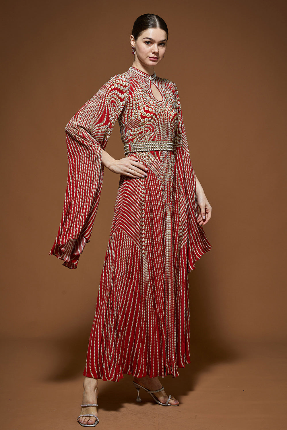 Red Digital Printed Kaftan