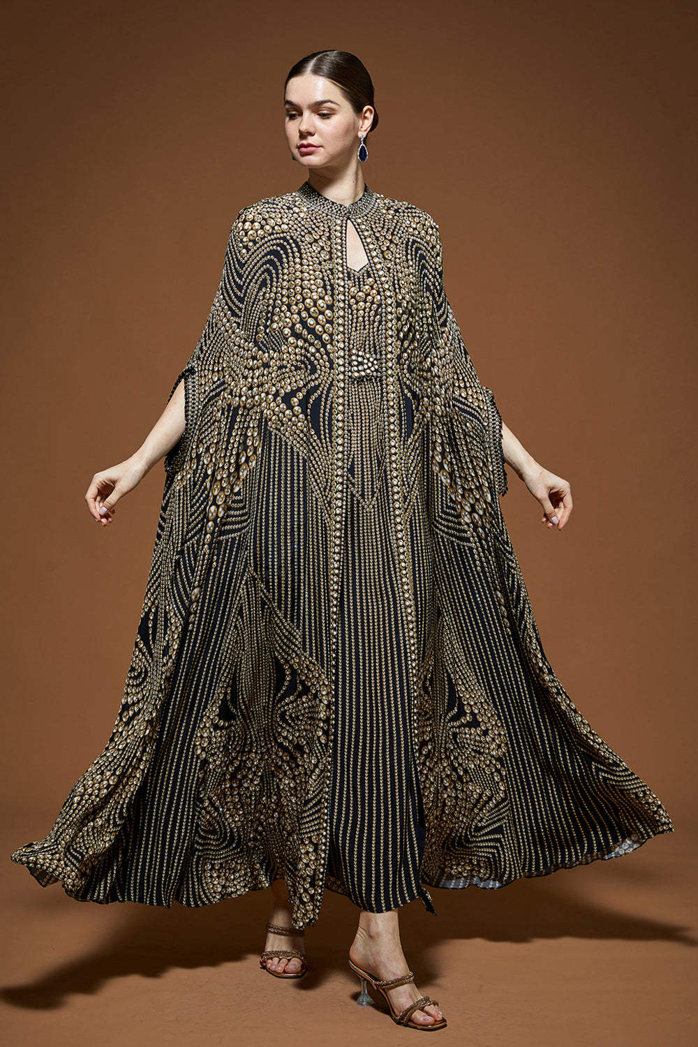 Sara Arfeen Khan in our Black Hoor Kaftan Gown