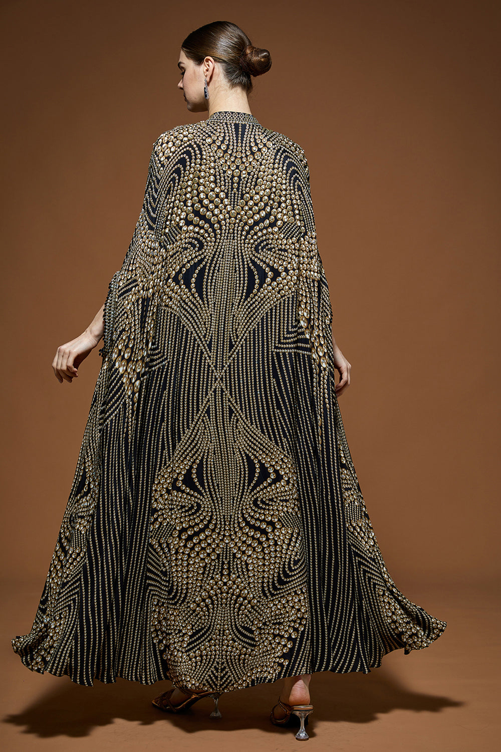 Sara Arfeen Khan in our Black Hoor Kaftan Gown