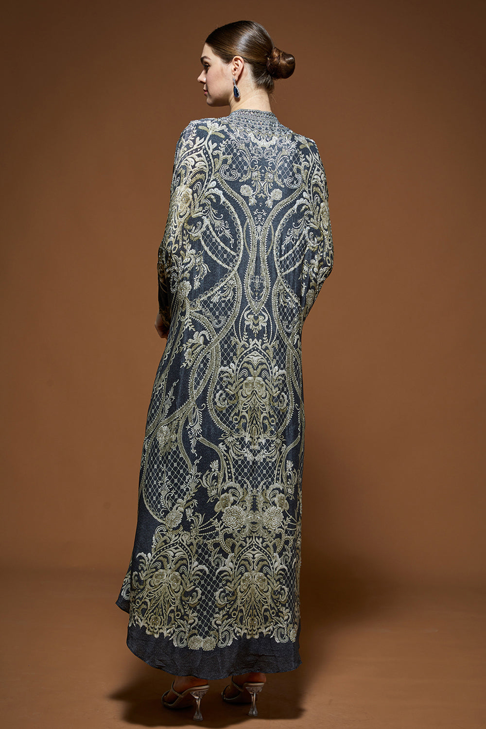 Grey Nakashi Cape Kaftan Gown