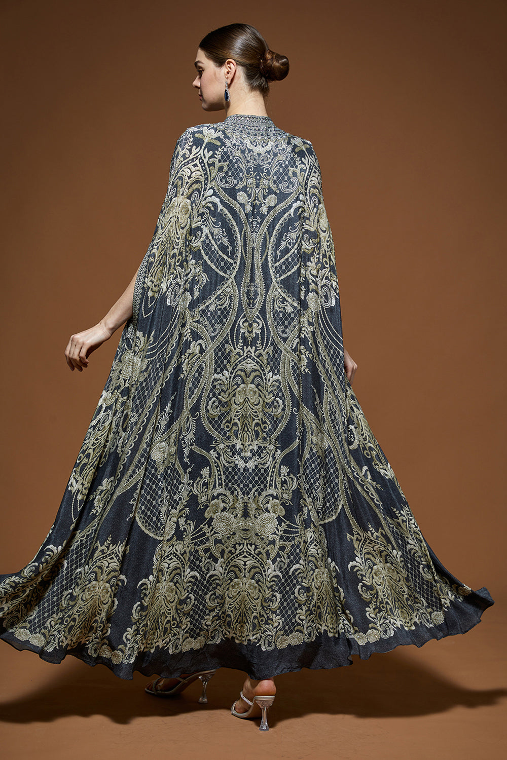 Grey Nakashi Cape Kaftan Gown
