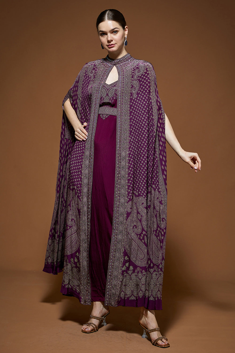 Wine Embellished Kaftan