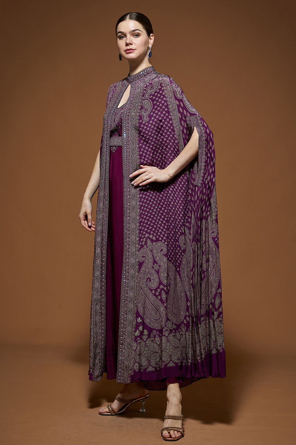 Wine Embellished Kaftan