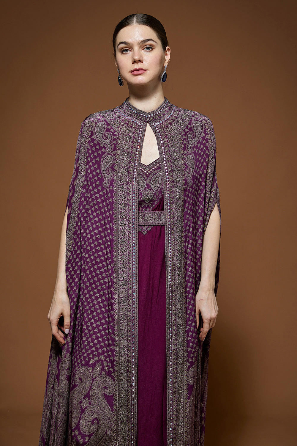 Wine Embellished Kaftan