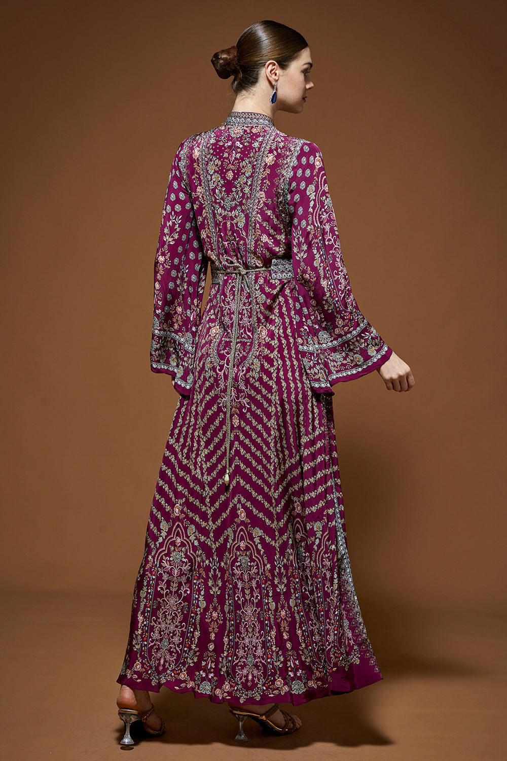 Wine Bejewelled Gown