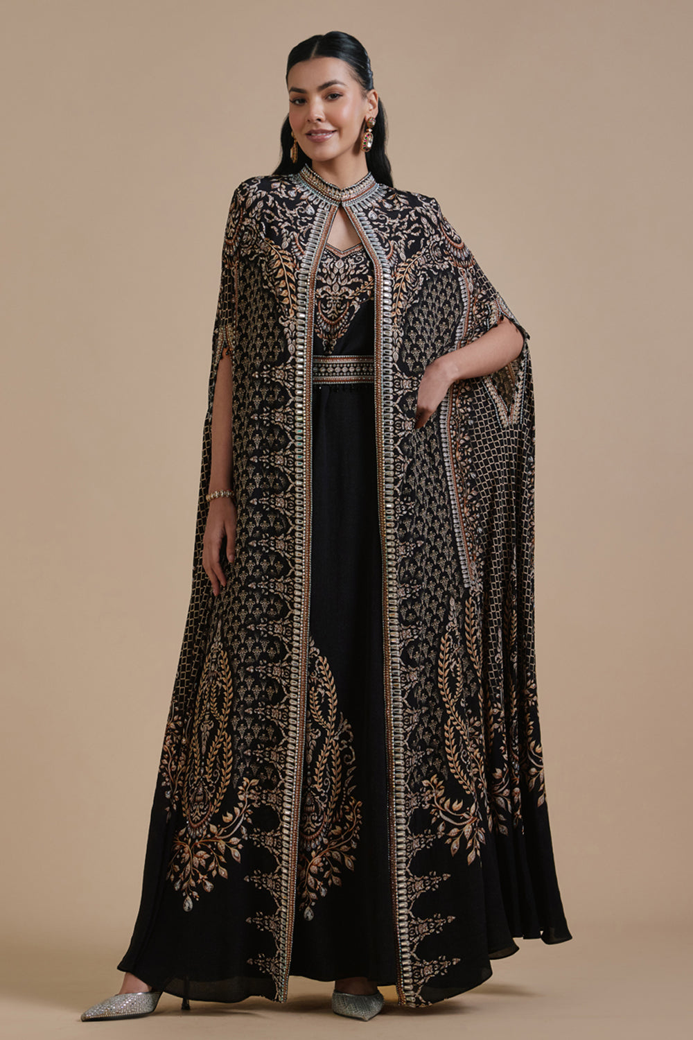 Meenakari Cape Kaftan Gown