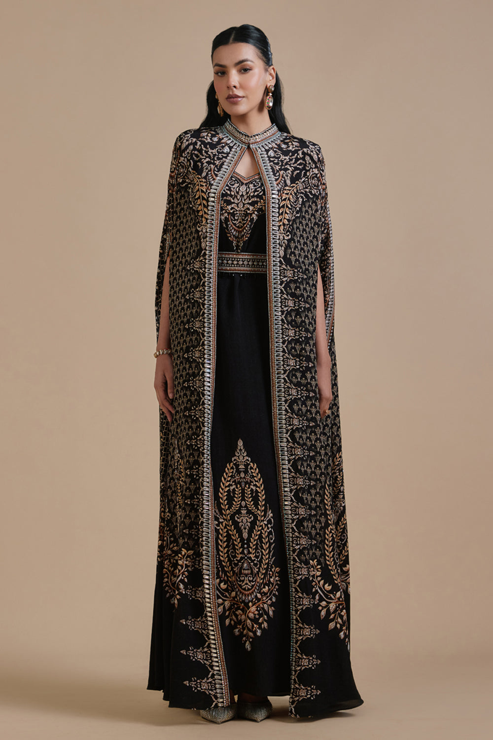 Meenakari Cape Kaftan Gown